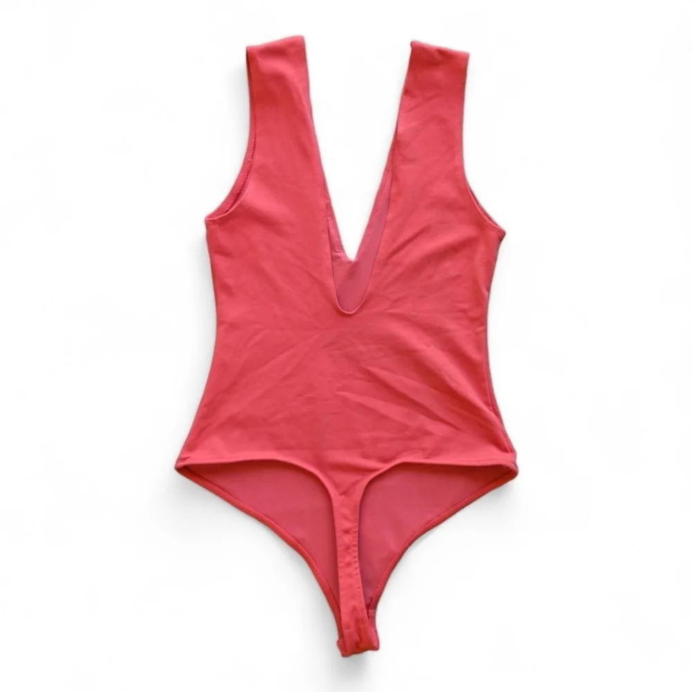 Free People Electro Pop Seamless Keep It Sleek Thong Bodysuit Sz XS Mesh Lined
